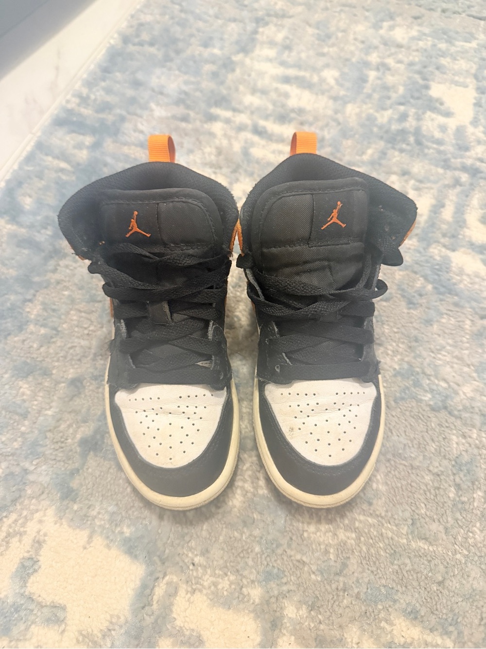 Jordan Kids High-Top Sneakers in Black, White and Orange